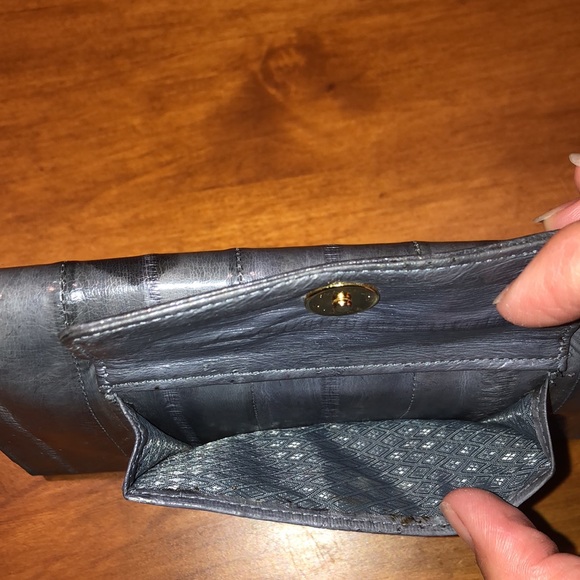 EEL SKIN WALLET Gray Card Slots Pen Holder Vintage Classic Magnet Closure EUC - Picture 4 of 11